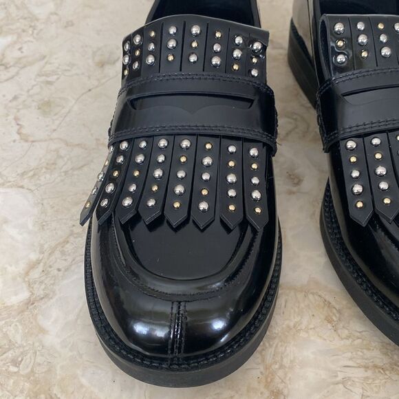 NWOT Design Concepts Studio Patent Leather Studded Loafers - Picture 6 of 14